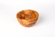 Handcrafted finished bowl made of olive wood, ideal for serving salads, fruits, and snacks