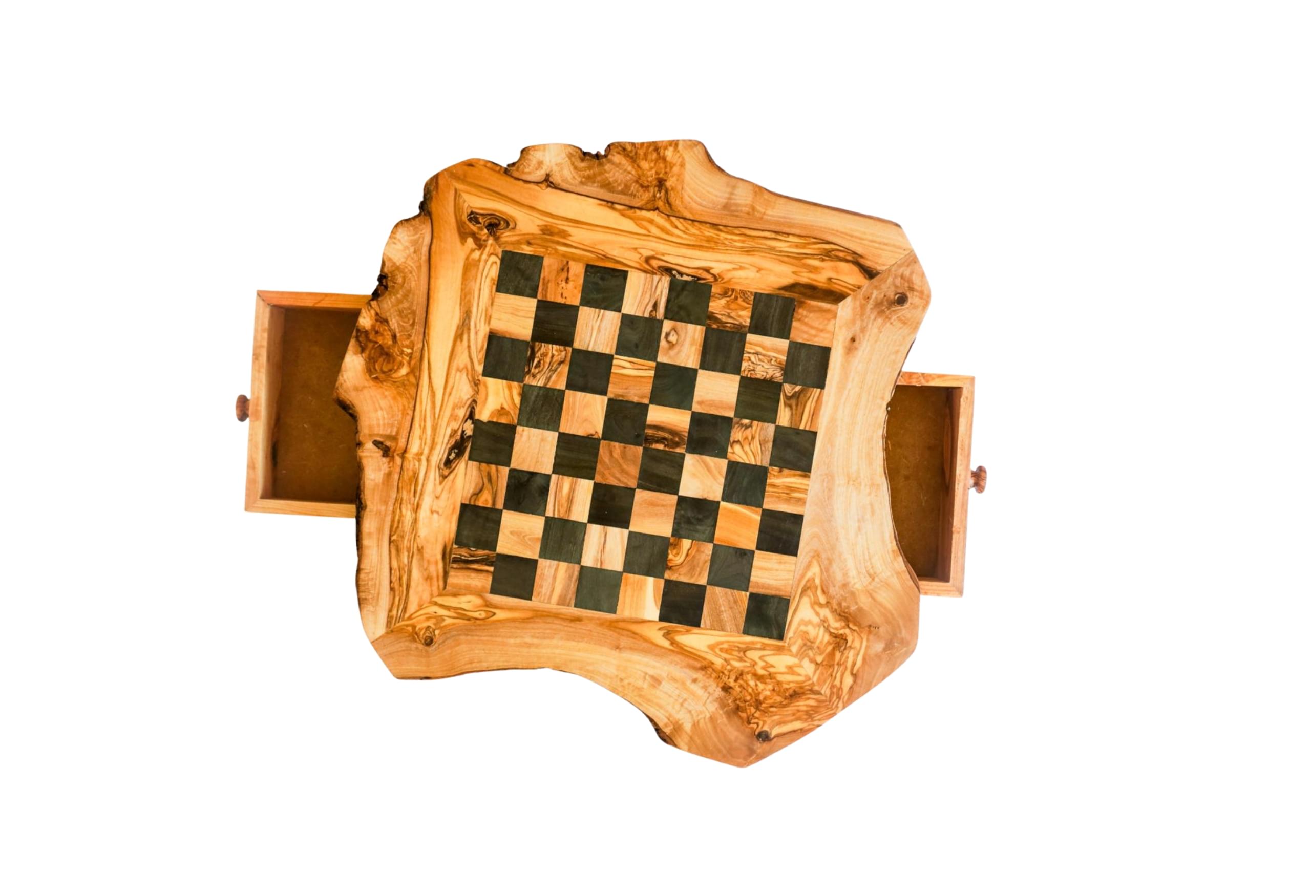 33 Handmade chess set wood rustic board with storage drawer